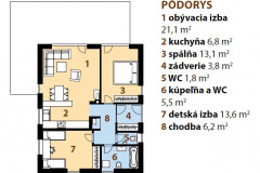 BUNGALOV 1403 (Euroline) - pôdorys
