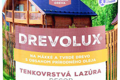 DREVOLUX DECOR – tenkovrstvá lazúra na drevo so zvýšenou poveternostnou odolnosťou, ktorá sa dosahuje použitím špeciálneho silikoni zovaného spojiva s prídavkom voskov a tíkového oleja. Zachováva prirodzenú štruktúru dreva a zvýrazňuje jeho kresbu (CHEMOLAK)
