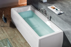 Originálna moderná veľkopriestorová vaňa MARLENE ponúka čistý dizajn bez rušivých výstupkov; poskytne pohodlný kúpeľ, čo ocenia nielen zákazníci s vyššou výškou, ale aj rodiny s deťmi (POLYSAN)