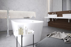 Vaňa Solo (178 x 80 cm) bude vďaka svojmu nevšednému tvaru v každej kúpeľni dominantná. Chce to len správne umiestnenie a dostatok voľného priestoru (RAVAK)