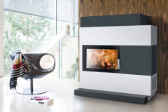 Kozubová stavebnica Adonis II skrýva kozubovú vložku Jonava iV, ktorú možno doplniť boxom na drevo; odporúčaná cena 1 899 € (HAAS + SOHN)