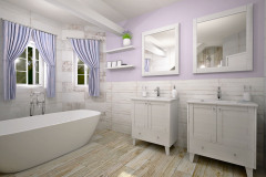 Rovnako ako v prípade projektovania ostatných priestorov rodinného domu je vhodné pohrať sa aj s interiérom novej alebo rekonštruovanej kúpeľne. rozmiestnenie sanity a vôbec vybavenia kúpeľne závisí od umiestnenia tepelného zdroja (ohrev vody, vykurovanie), rozvodov vody a odpadov