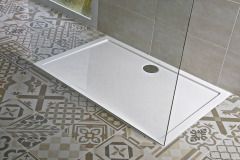 Sprchová vanička Padana z liateho mramoru, jednoduchá údržba, odolnosť proti opotrebovaniu a UV žiareniu, 1 000 × 800 mm, výška 3 cm, Jika, www.jika.sk