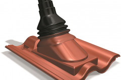 PRE MÉDIA - výrobca: Benders, www.benders.sk. Prestup na anténu v podobe plastovej strešnej škridle Palema, čierny nástavec sa vyrába z gumy