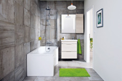 Kúpeľňovú sériu tigo značky JiKA vyvinuli špeciálne pre malé kúpeľne. K asymetrickej vani s rozmermi 160 × 80/70 cm si môžete objednať aj sprchovaciu zástenu (www.jika.sk)